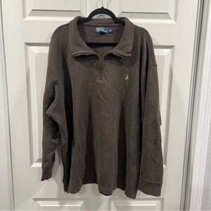 Polo Ralph Lauren Men’s Quarter Zip Pullover Knit Sweater Brown Cotton 2X Big